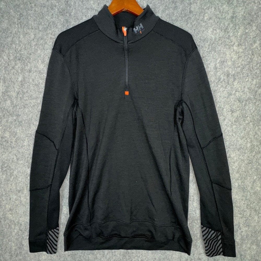 Helly Hansen Pullover Mens XL Black Workwear 1/4 Zip Lifa Base Layer 75107 Q